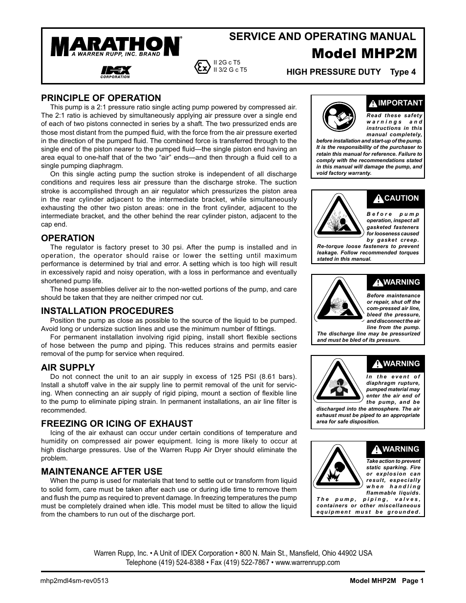 SANDPIPER MHP2M User Manual | 11 pages