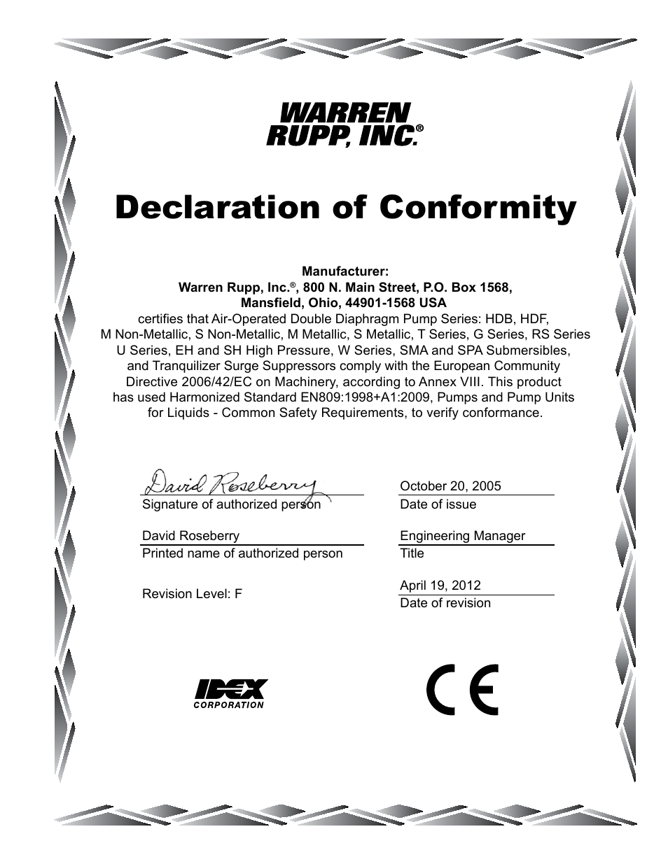 Declaration of conformity | SANDPIPER MHP2M User Manual | Page 10 / 11