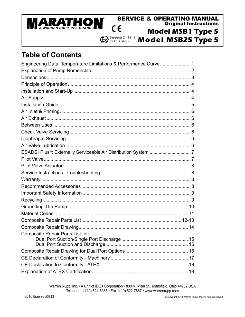 SANDPIPER MSB25 User Manual | 21 pages