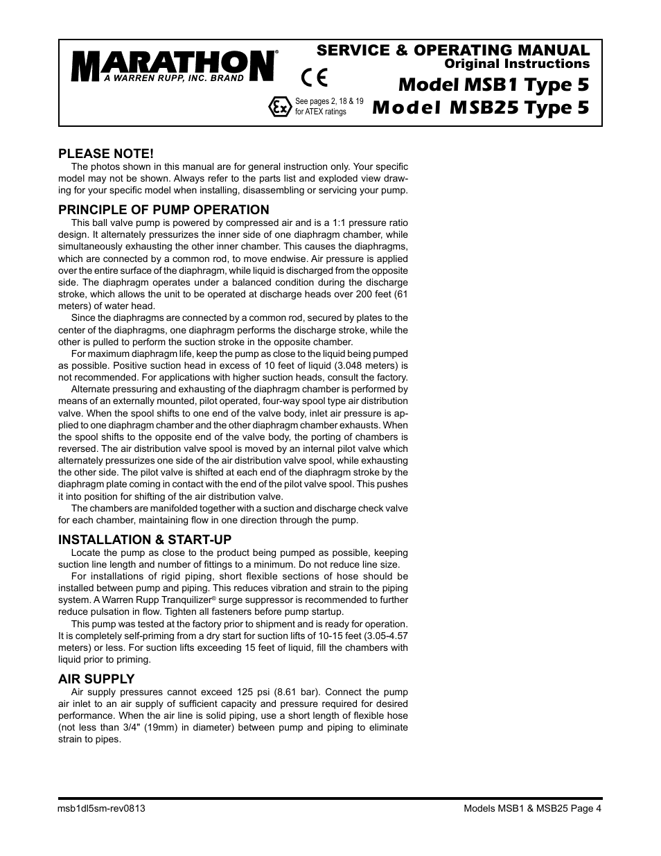 Service & operating manual | SANDPIPER MSB25 User Manual | Page 6 / 21