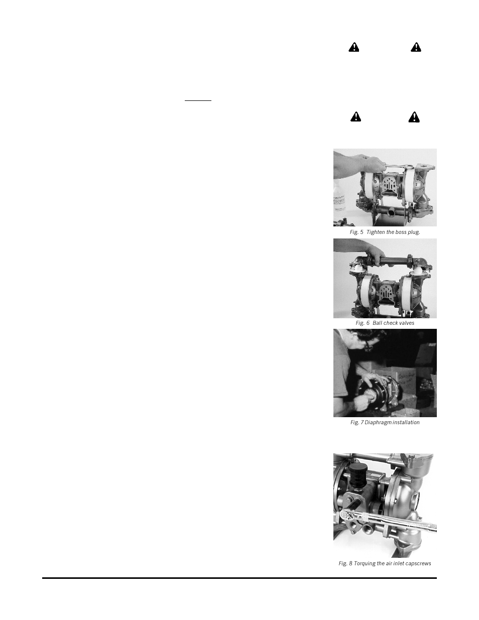 Air exhaust, Between uses, Filling of driver chamber with liquid | Caution | SANDPIPER MP04D User Manual | Page 3 / 9