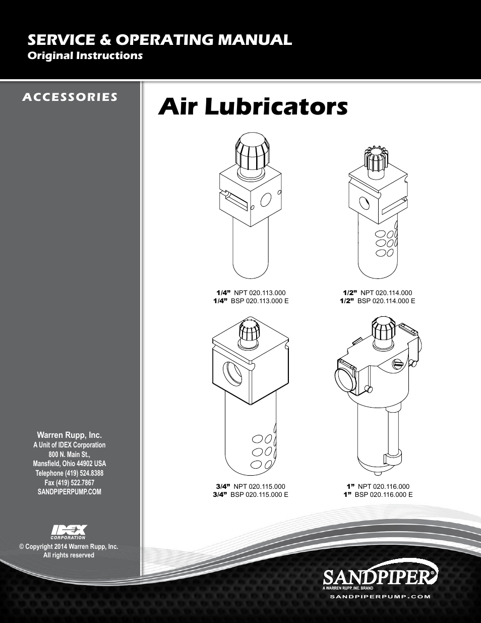 SANDPIPER Air Lubricators User Manual | 4 pages