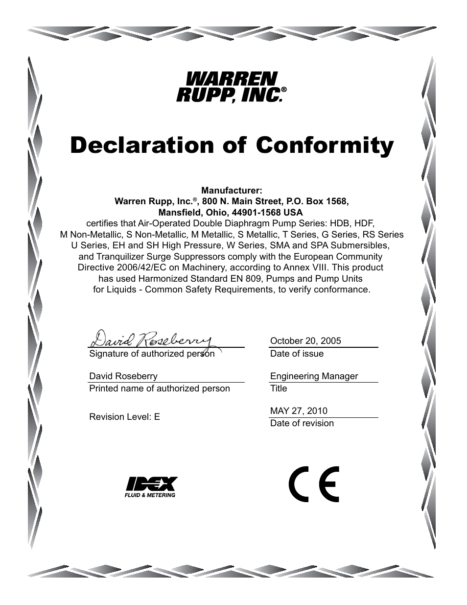 Declaration of conformity | SANDPIPER DA10 User Manual | Page 8 / 8