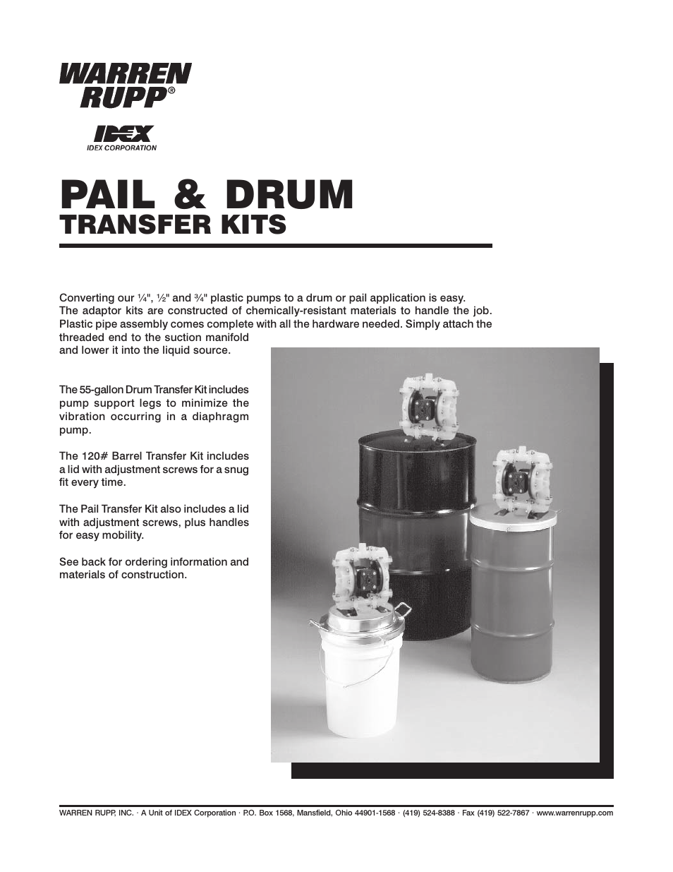 SANDPIPER Pail & Drum Transfer Kits User Manual | 5 pages