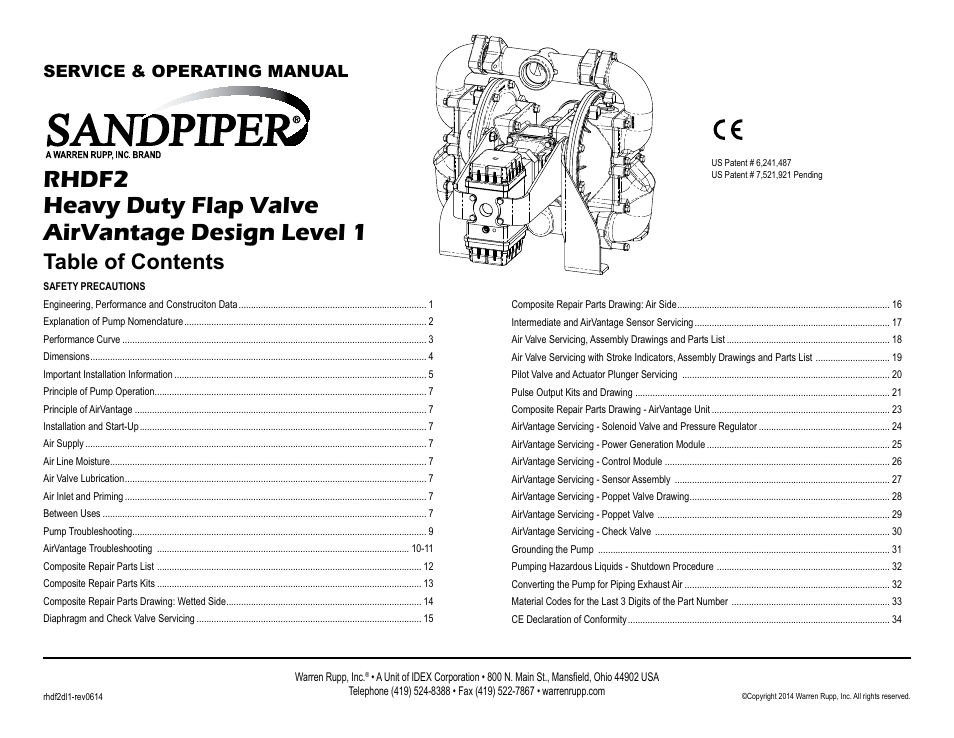 SANDPIPER RHDF2 Metallic User Manual | 36 pages