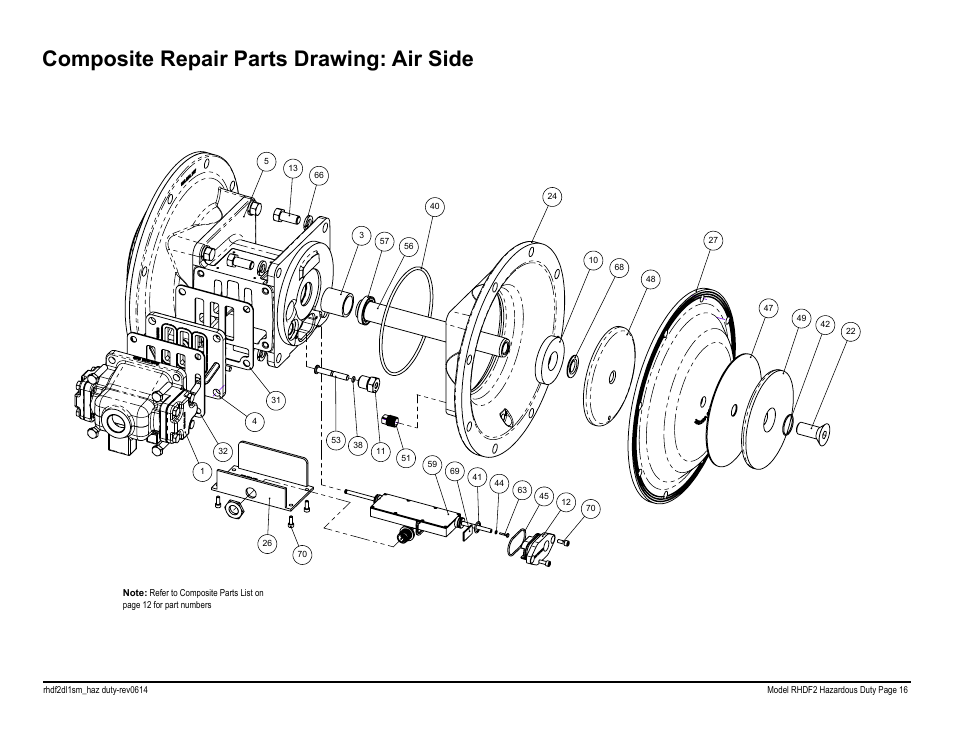 Composite repair parts drawing: air side | SANDPIPER RHDF2 Hazardous Duty User Manual | Page 18 / 38