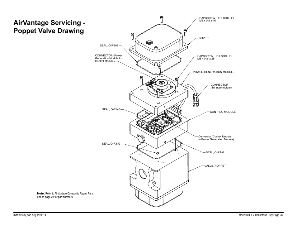 Airvantage servicing - poppet valve drawing | SANDPIPER RHDF2 Hazardous Duty User Manual | Page 30 / 38