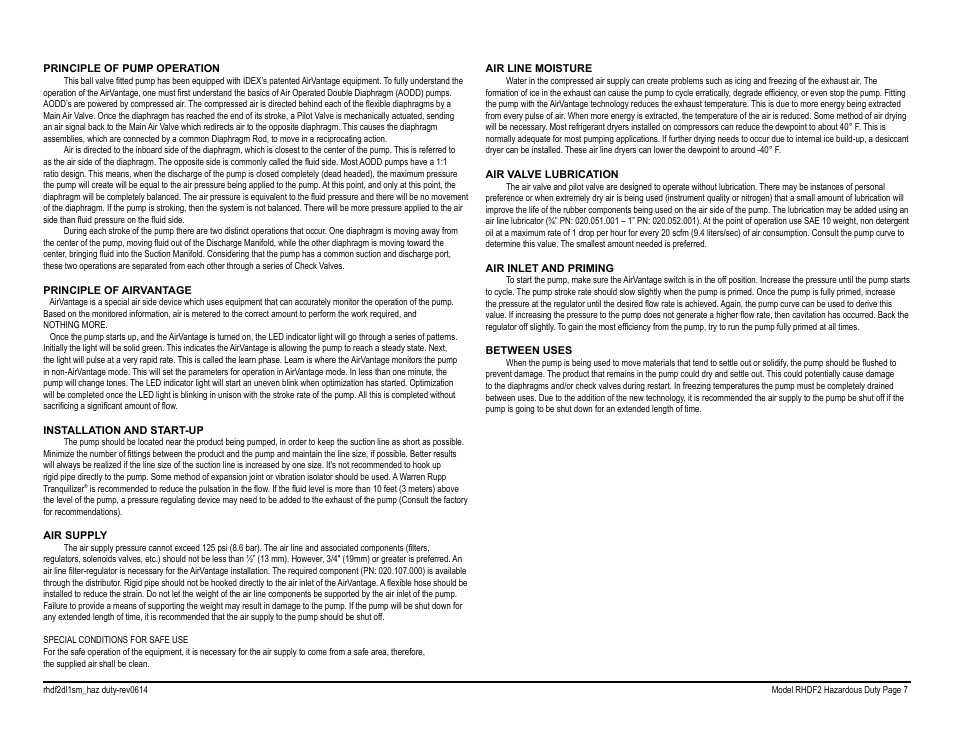 SANDPIPER RHDF2 Hazardous Duty User Manual | Page 9 / 38