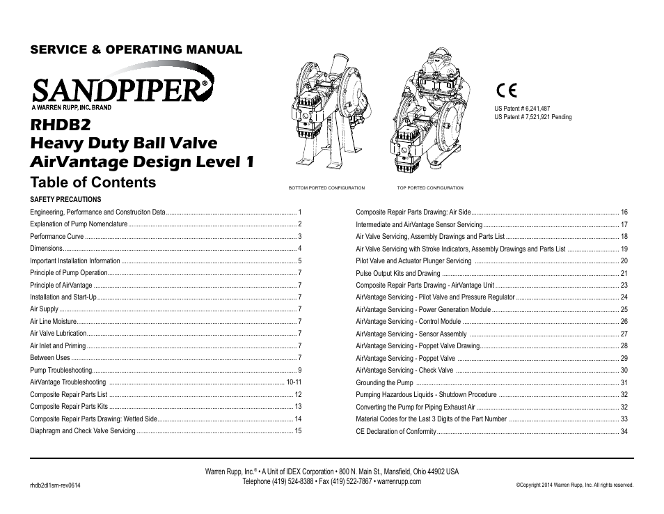 SANDPIPER RHDB2 Metallic User Manual | 36 pages