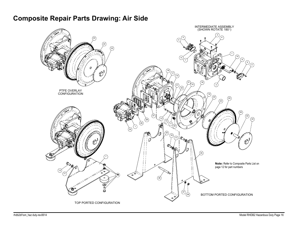 Composite repair parts drawing: air side | SANDPIPER RHDB2 Hazardous Duty User Manual | Page 18 / 38