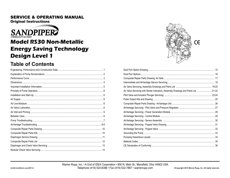 SANDPIPER RS30 Non-Metallic User Manual | 38 pages