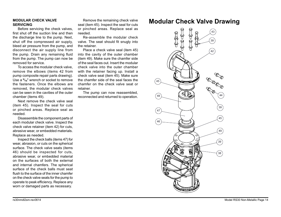 Modular check valve drawing | SANDPIPER RS30 Non-Metallic User Manual | Page 16 / 38