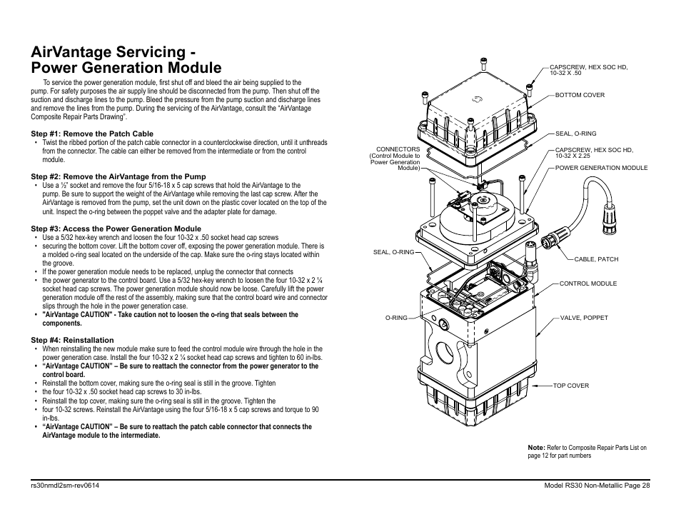 Airvantage servicing - power generation module | SANDPIPER RS30 Non-Metallic User Manual | Page 30 / 38