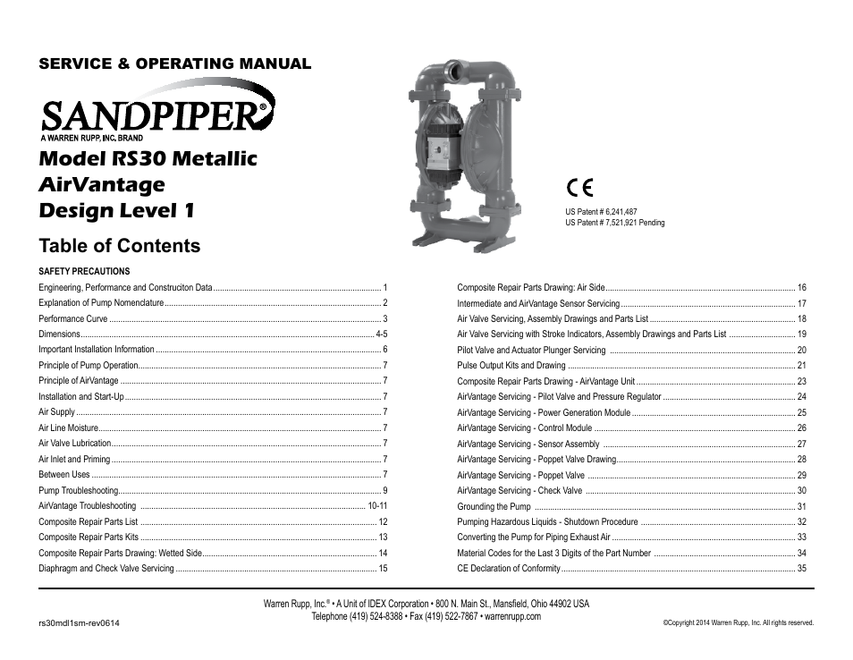 SANDPIPER RS30 Metallic User Manual | 36 pages