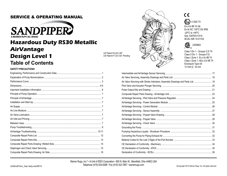 SANDPIPER RS20 Metallic User Manual | 38 pages