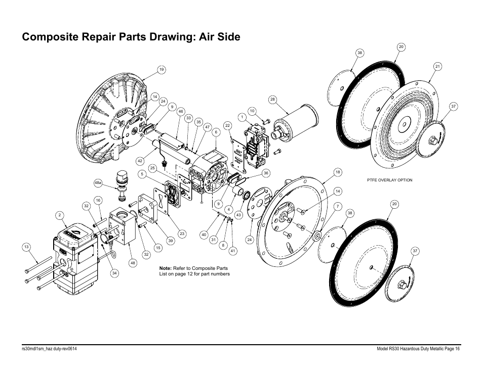 Composite repair parts drawing: air side | SANDPIPER RS20 Metallic User Manual | Page 18 / 38