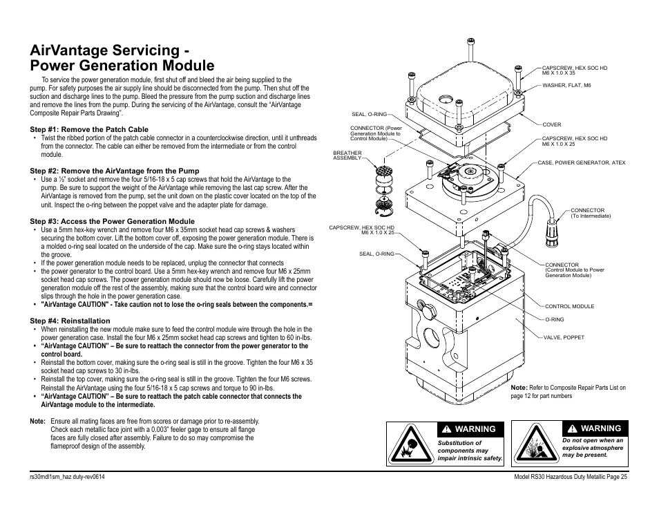 Airvantage servicing - power generation module | SANDPIPER RS20 Metallic User Manual | Page 27 / 38