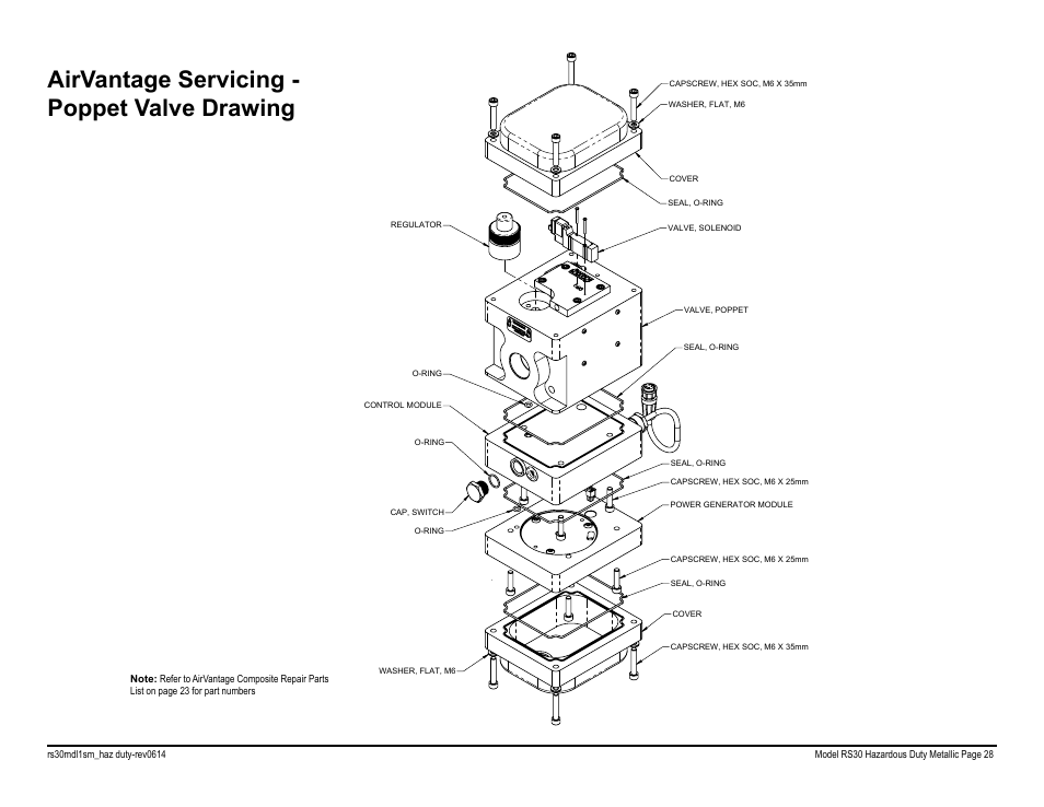 Airvantage servicing - poppet valve drawing | SANDPIPER RS20 Metallic User Manual | Page 30 / 38