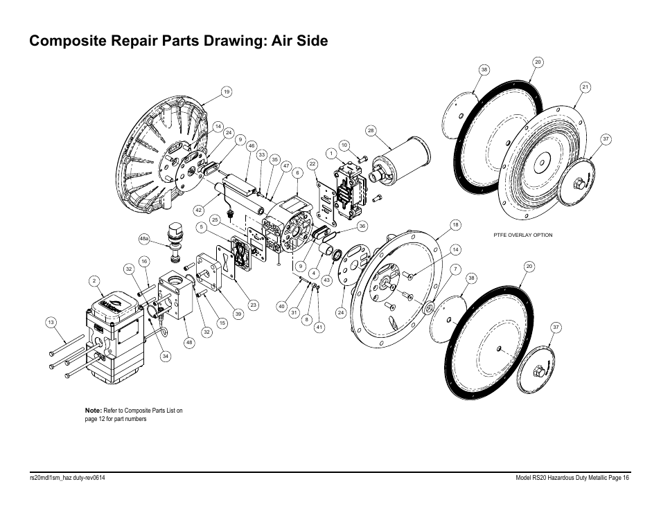 Composite repair parts drawing: air side | SANDPIPER RS20 Hazardous Duty User Manual | Page 18 / 38