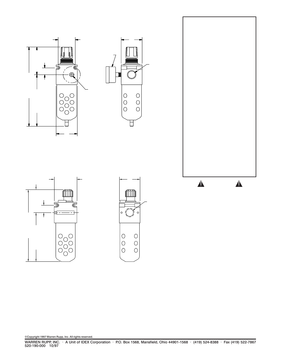 Lubricator filter/regulator, Warning | SANDPIPER 1/2 Lubricator User Manual | Page 2 / 2