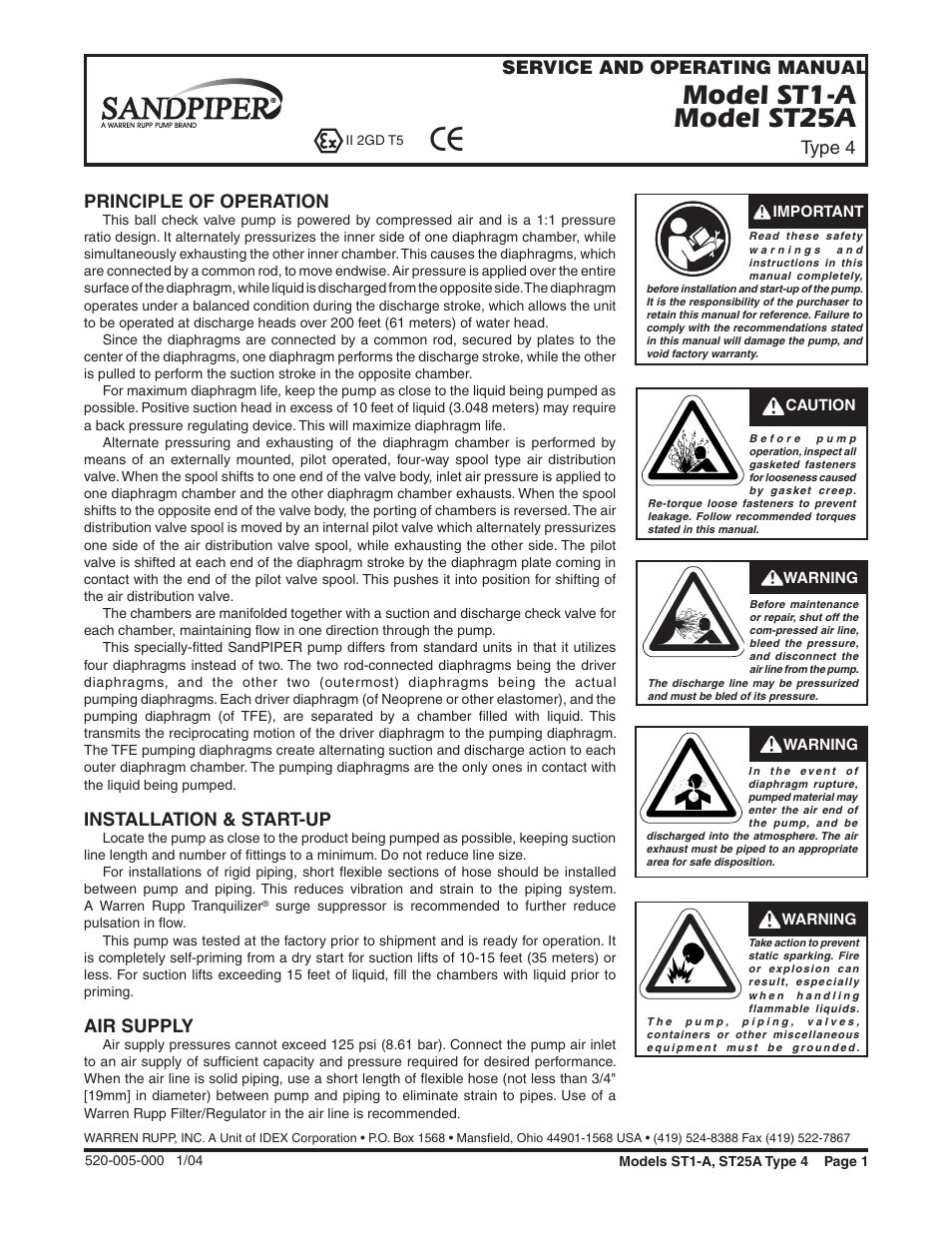 SANDPIPER ST25A User Manual | 10 pages