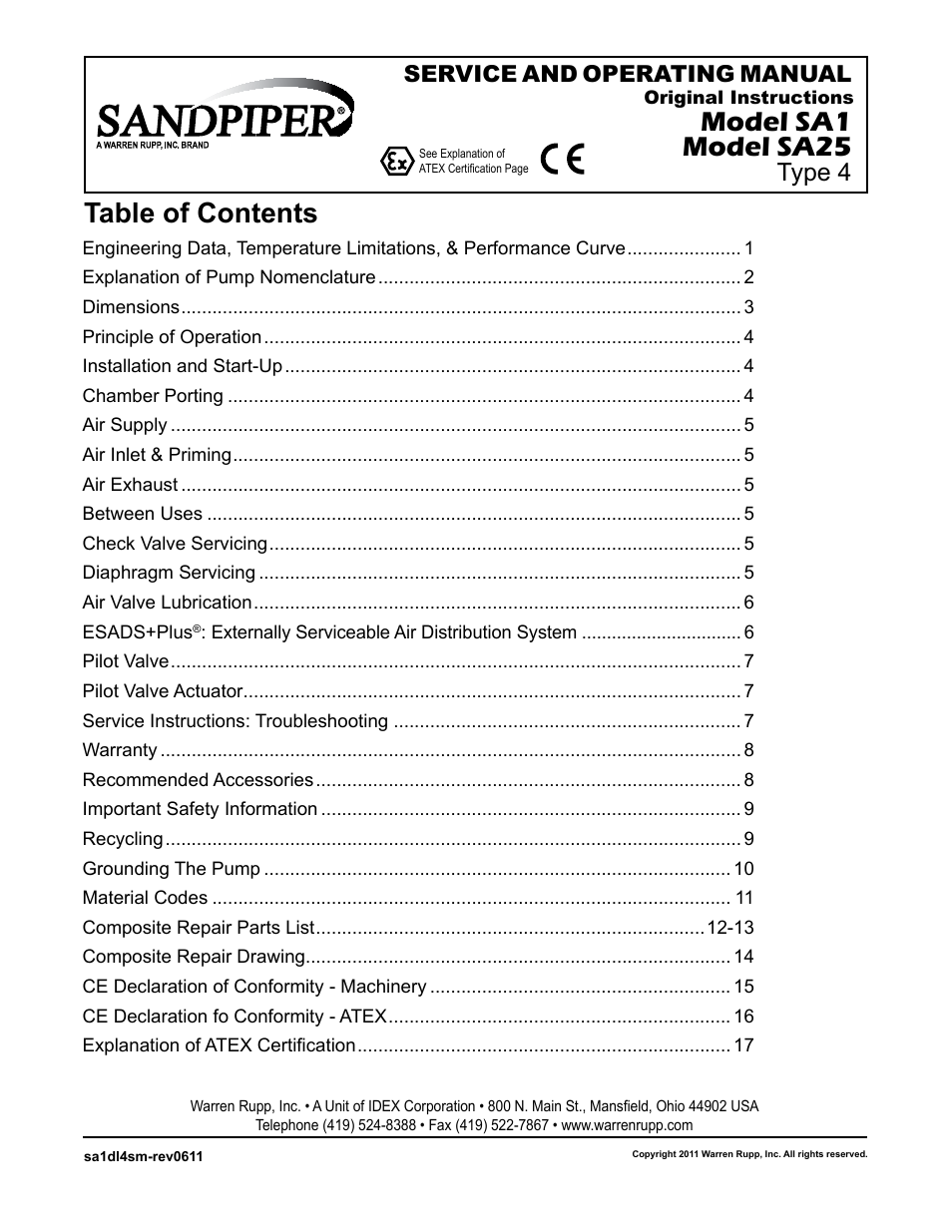 SANDPIPER SA25 User Manual | 18 pages