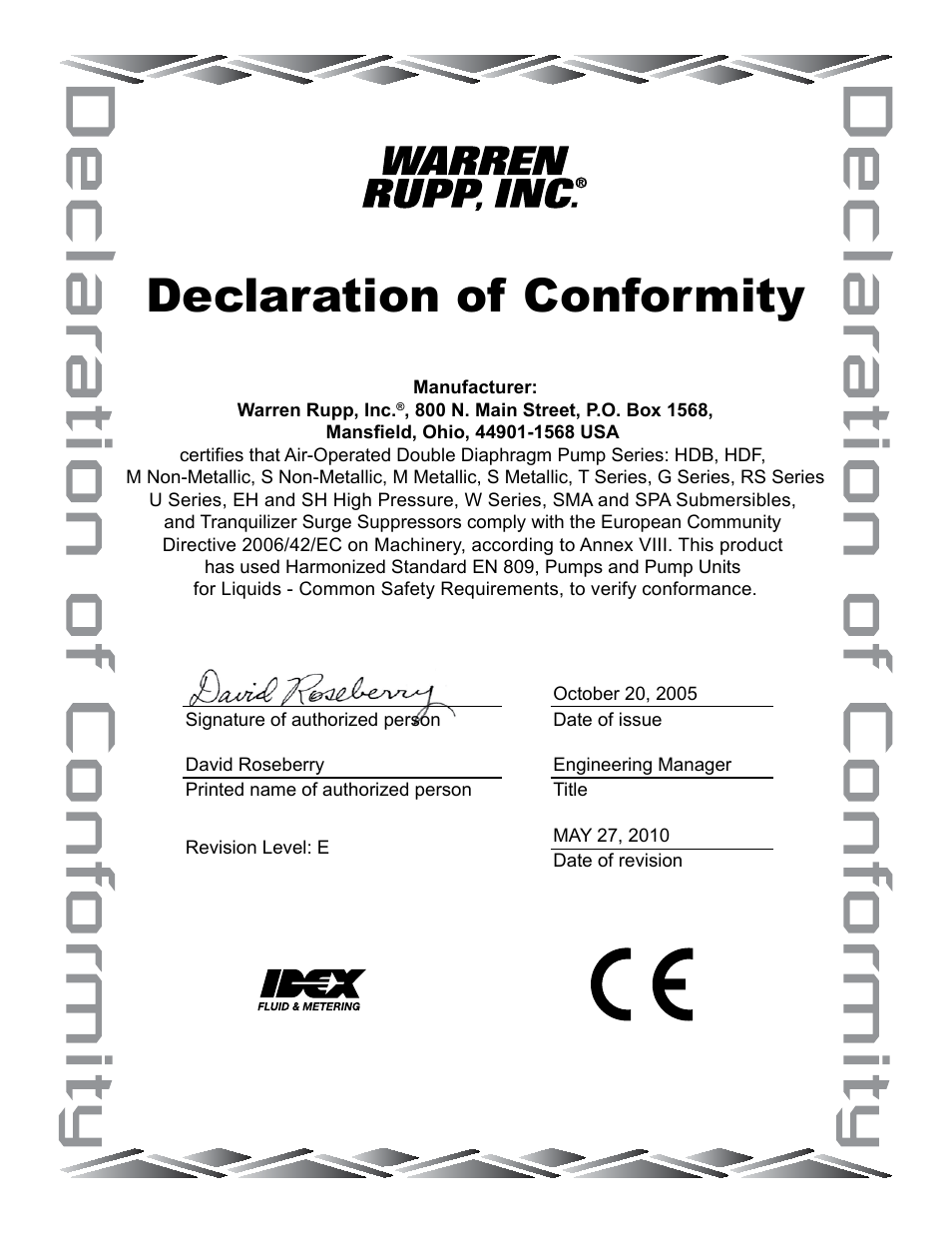 Declaration of conformity | SANDPIPER SA25 User Manual | Page 16 / 18