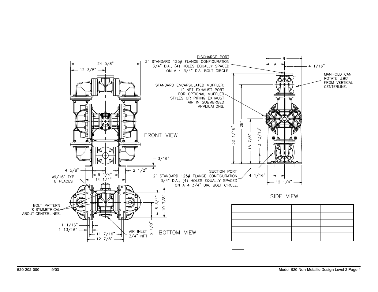 Dimensions: s20 non-metallic | SANDPIPER S20 Non-Metallic User Manual | Page 6 / 36