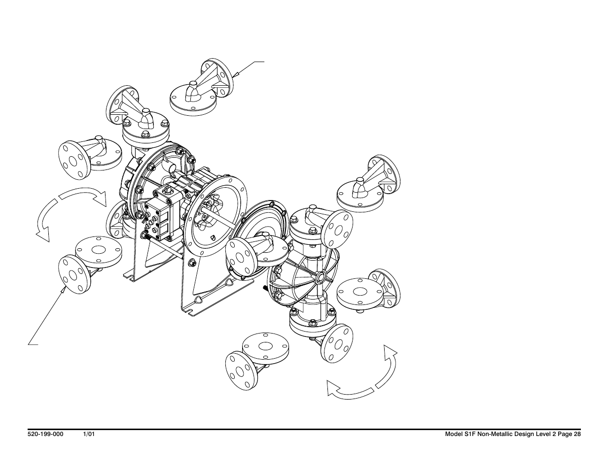 Dual port option drawing | SANDPIPER S1F Non-Metallic User Manual | Page 30 / 33