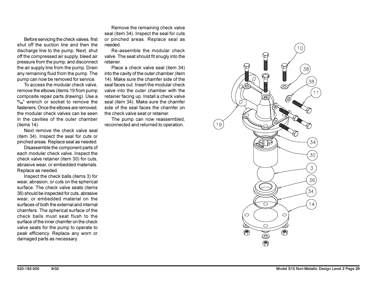 Modular check valve drawing | SANDPIPER S15 Non-Metallic User Manual | Page 31 / 36