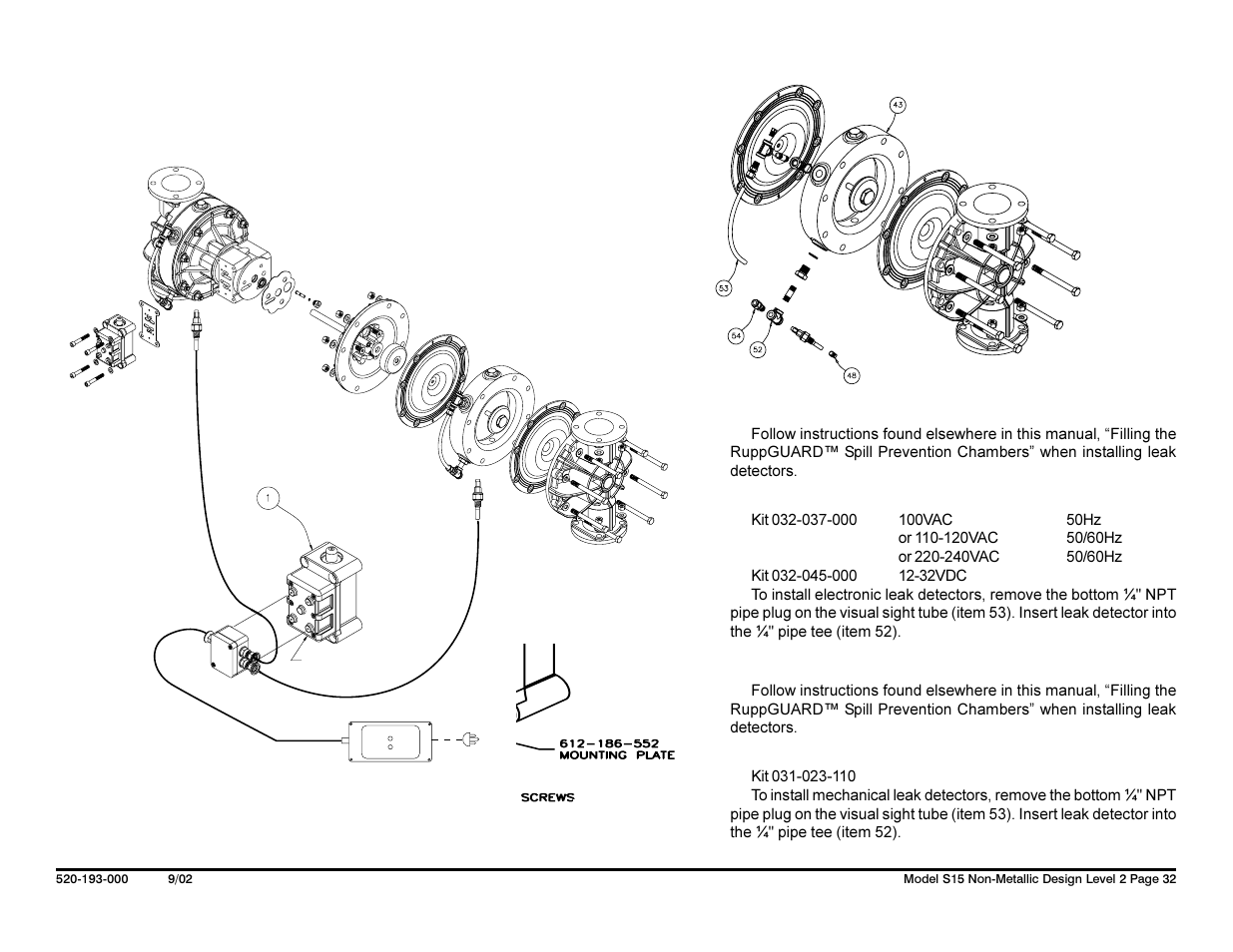 Rupptech, Leak detection options drawing | SANDPIPER S15 Non-Metallic User Manual | Page 34 / 36