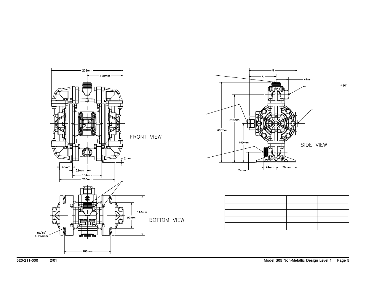 Metric dimensions: s05 non-metallic | SANDPIPER S05 Non-Metallic User Manual | Page 7 / 31