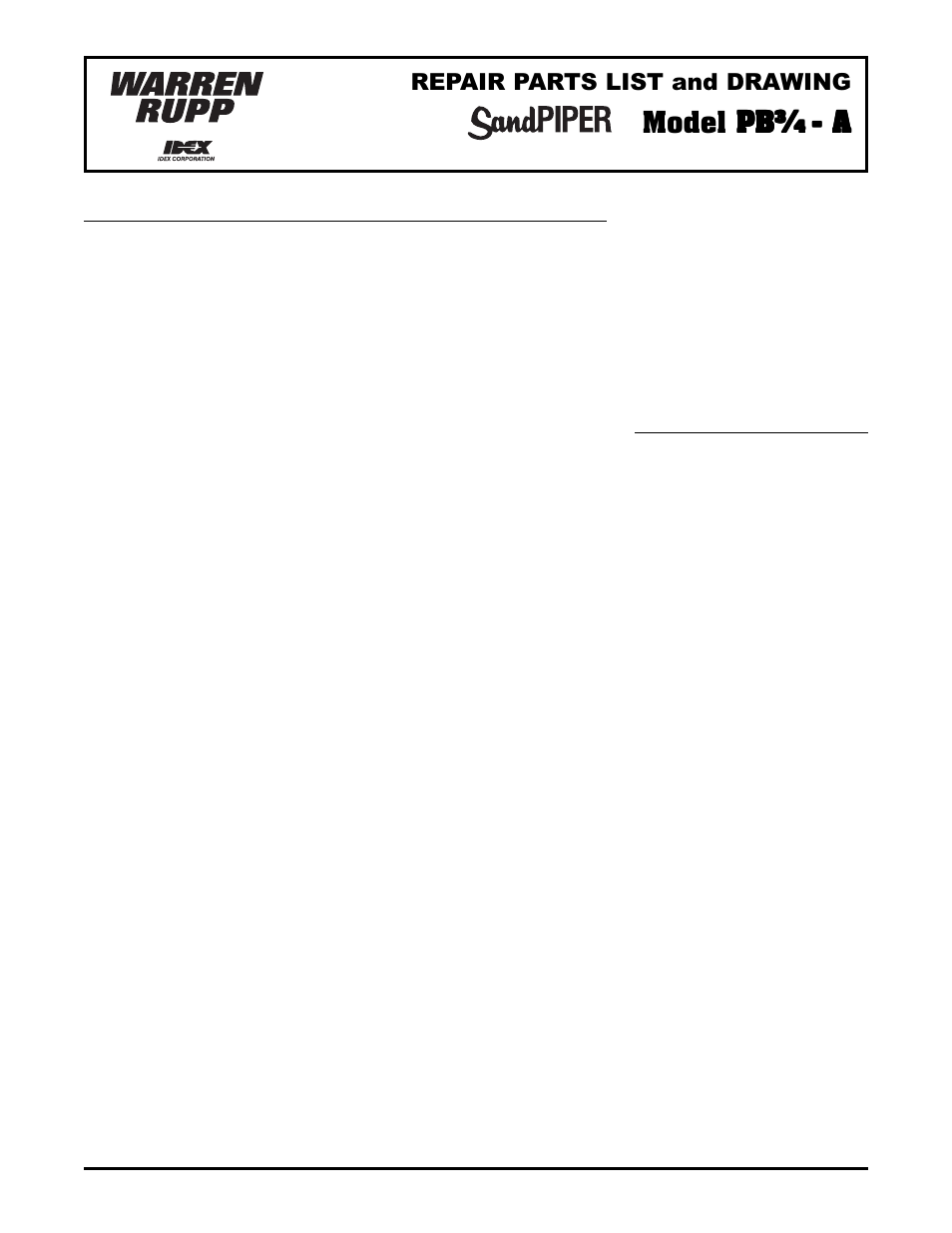 Model pb¾ pb¾ pb¾ pb¾ pb, Repair parts list and drawing, Type 3 | SANDPIPER PB3/4-A User Manual | Page 5 / 7