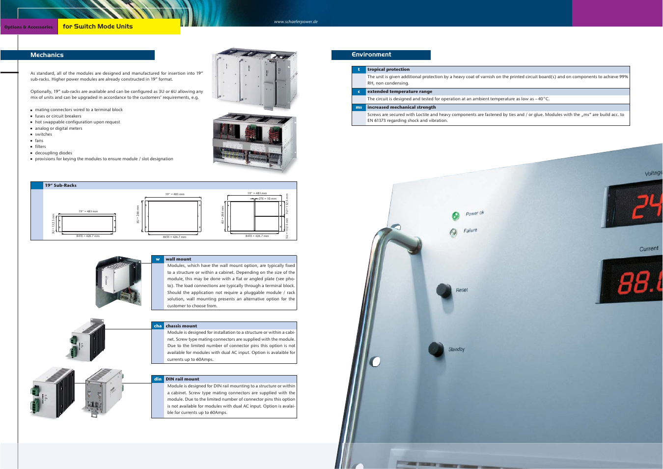 For switch mode units mechanics, Environment | Schaefer Series C/B 1300 User Manual | Page 7 / 13