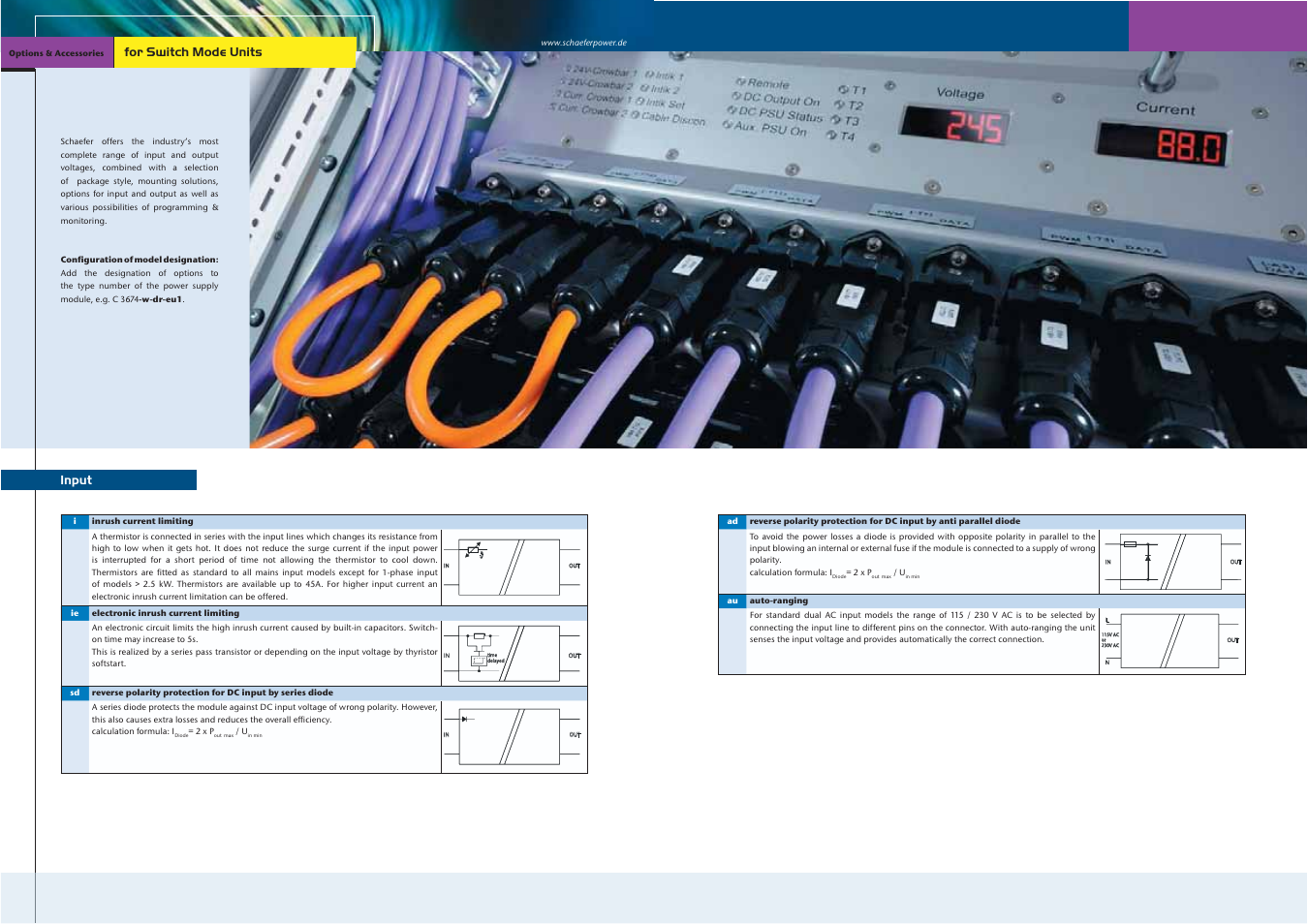 For switch mode units, Input | Schaefer Series C/B 5800 User Manual | Page 4 / 13