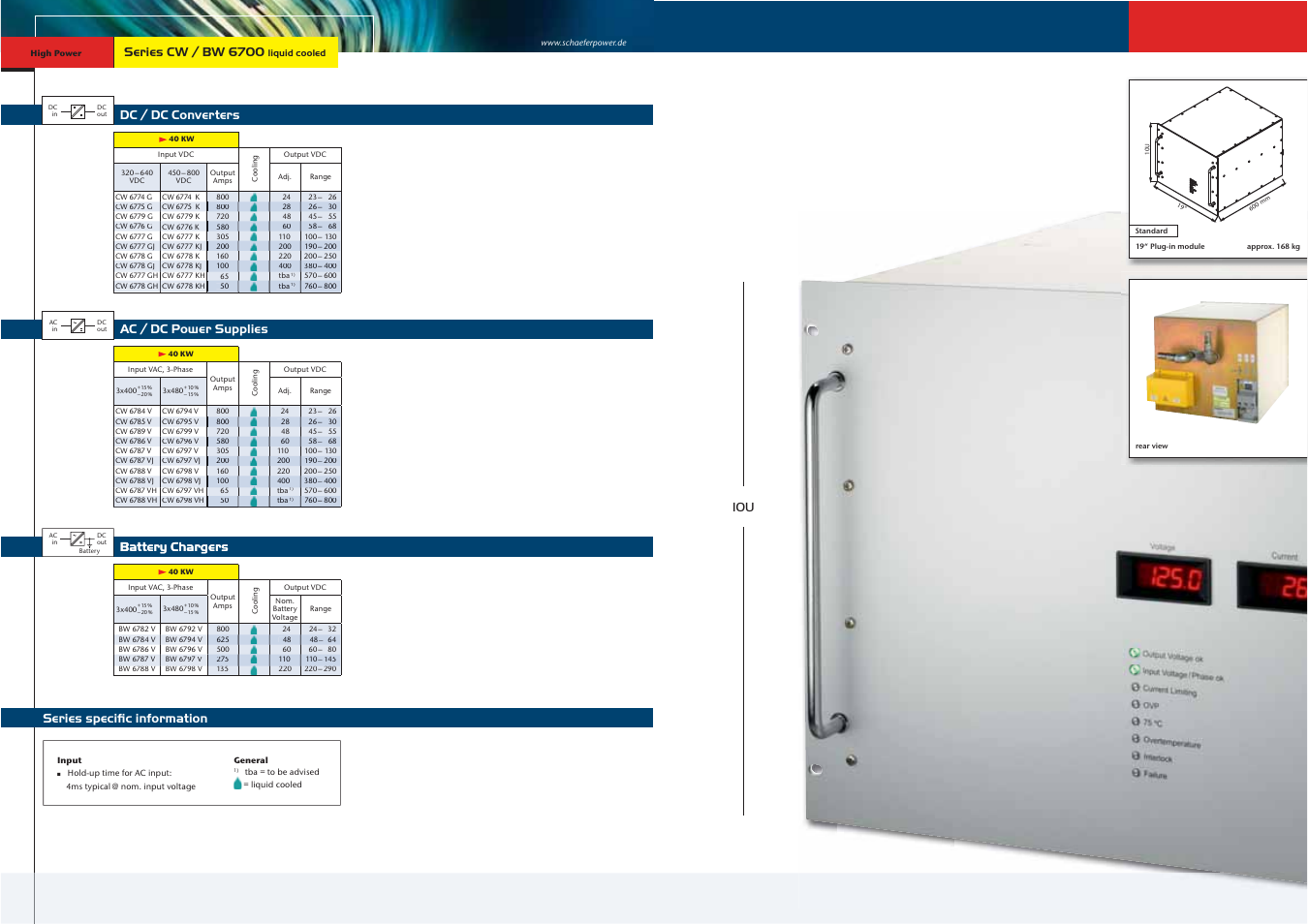 Dc / dc converters, Battery chargers, Series speciﬁc information | Ac / dc power supplies, Series cw / bw 6700 | Schaefer Series CW/BW 6700 User Manual | Page 3 / 13