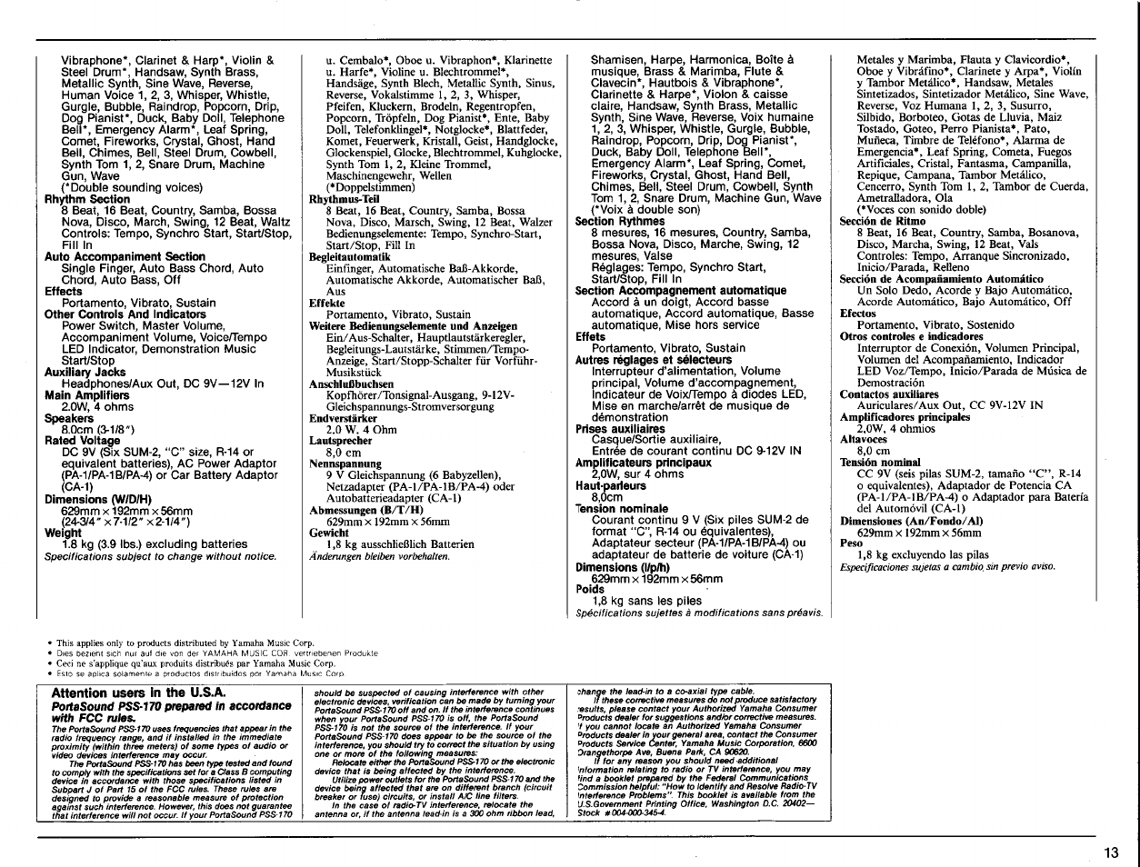 Yamaha PSS-170 User Manual | Page 15 / 16