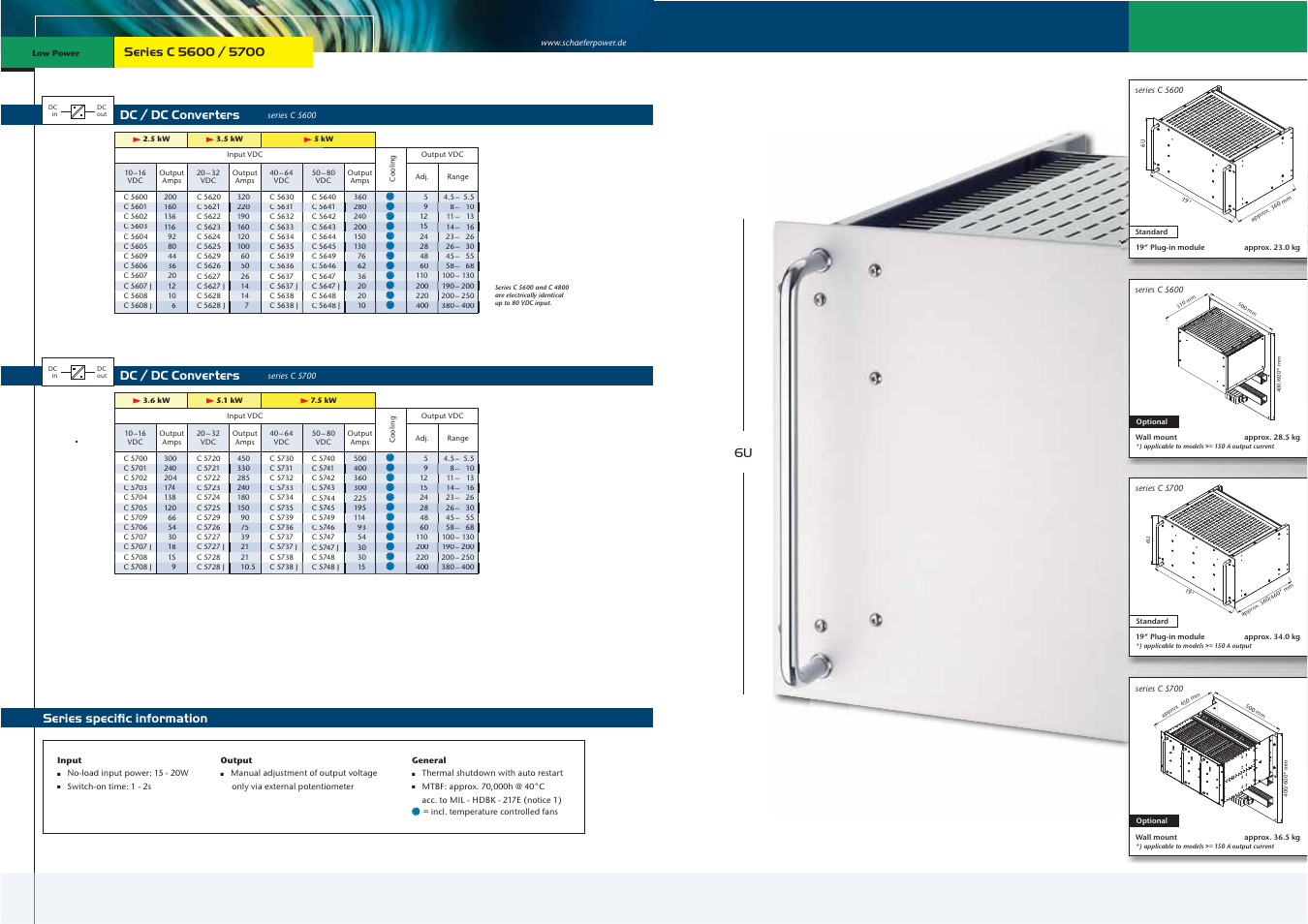 Dc / dc converters, Series speciﬁc information | Schaefer Series C 5700 User Manual | Page 3 / 13