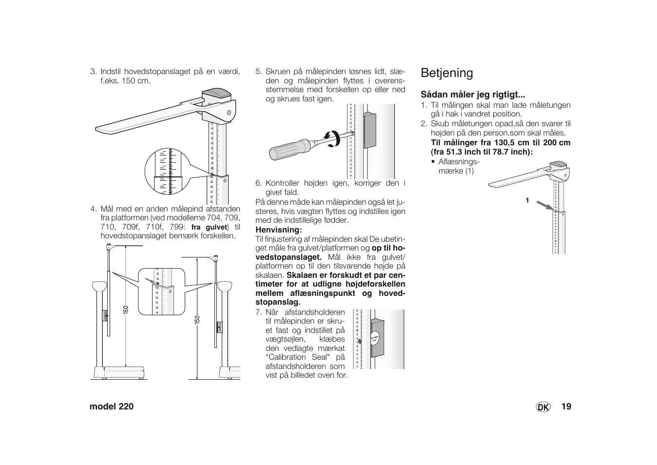 Betjening, Sådan måler jeg rigtigt | Seca 220 User Manual | Page 19 / 48