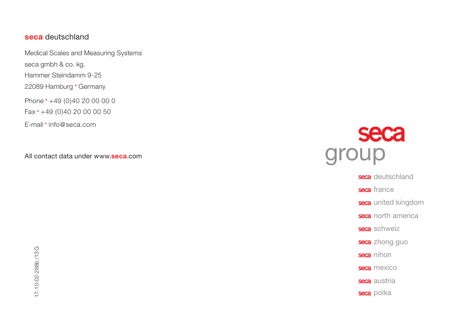 Group | Seca 233 User Manual | Page 36 / 36