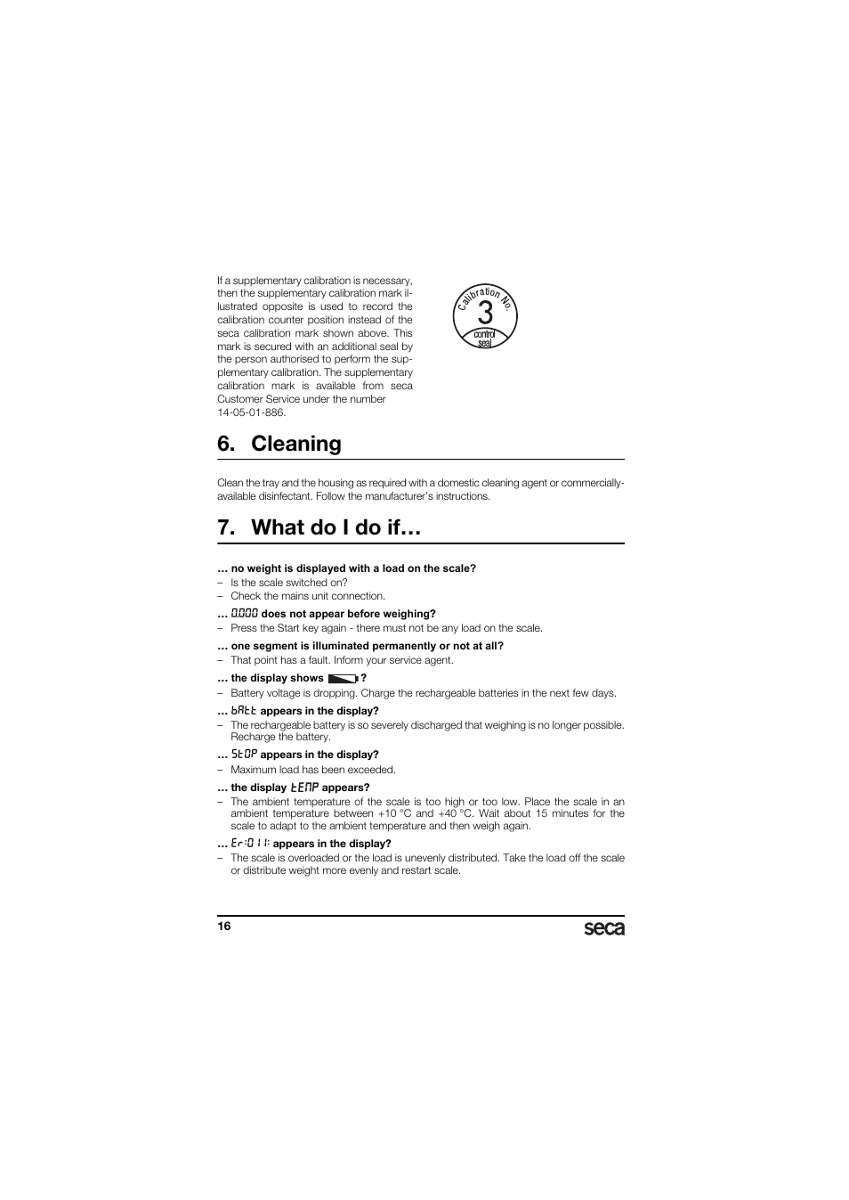 Cleaning, What do i do if | Seca 336 User Manual | Page 16 / 115