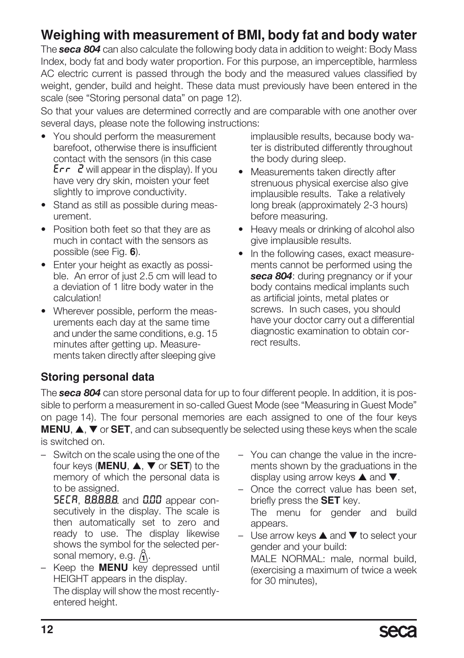 Seca 804 User Manual | Page 14 / 166