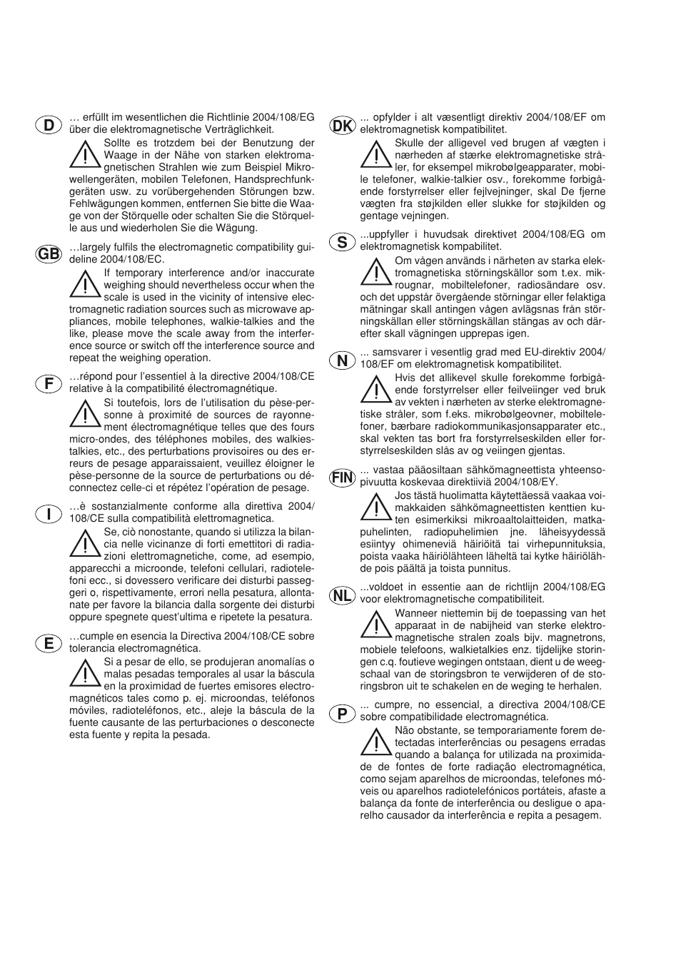 Nl p | Seca 804 User Manual | Page 164 / 166