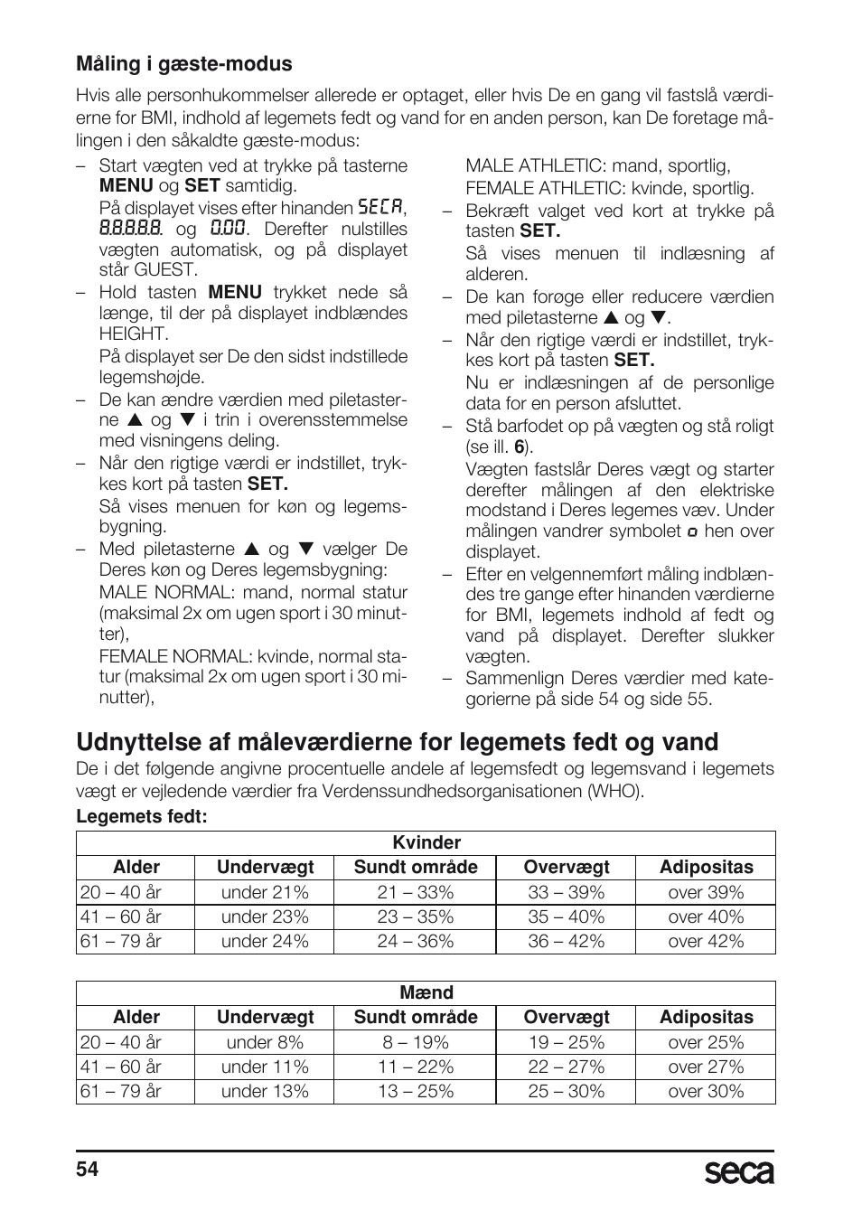 Se „måling i gæste-modus” på, Side 54 | Seca 804 User Manual | Page 56 / 166