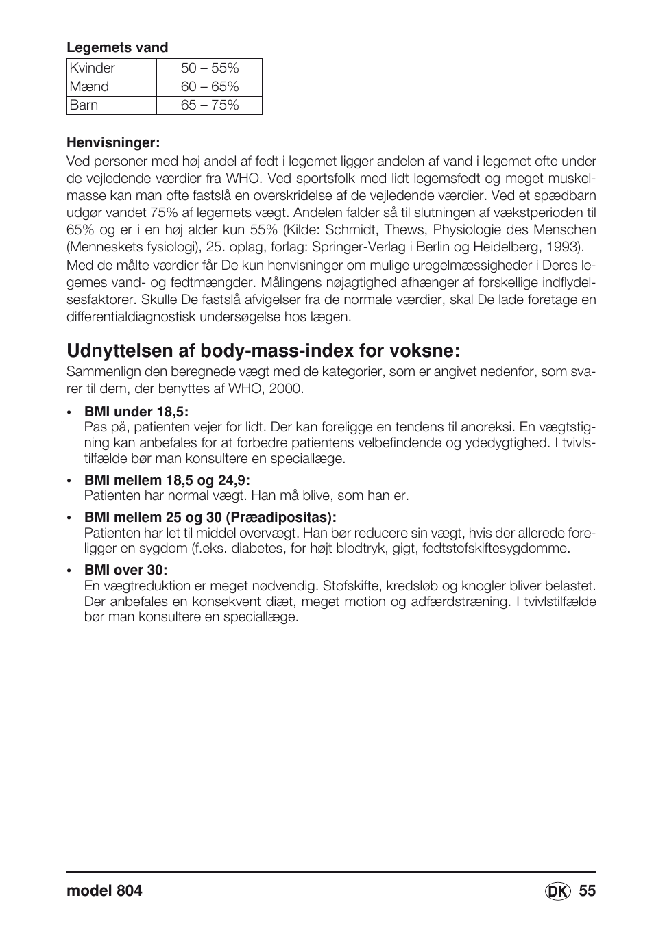 Udnyttelsen af body-mass-index for voksne | Seca 804 User Manual | Page 57 / 166