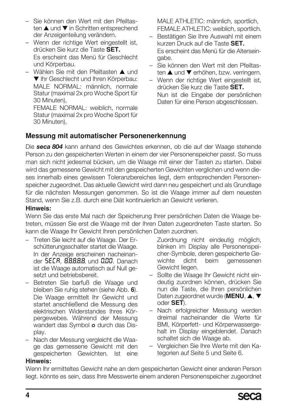 Seca 804 User Manual | Page 6 / 166