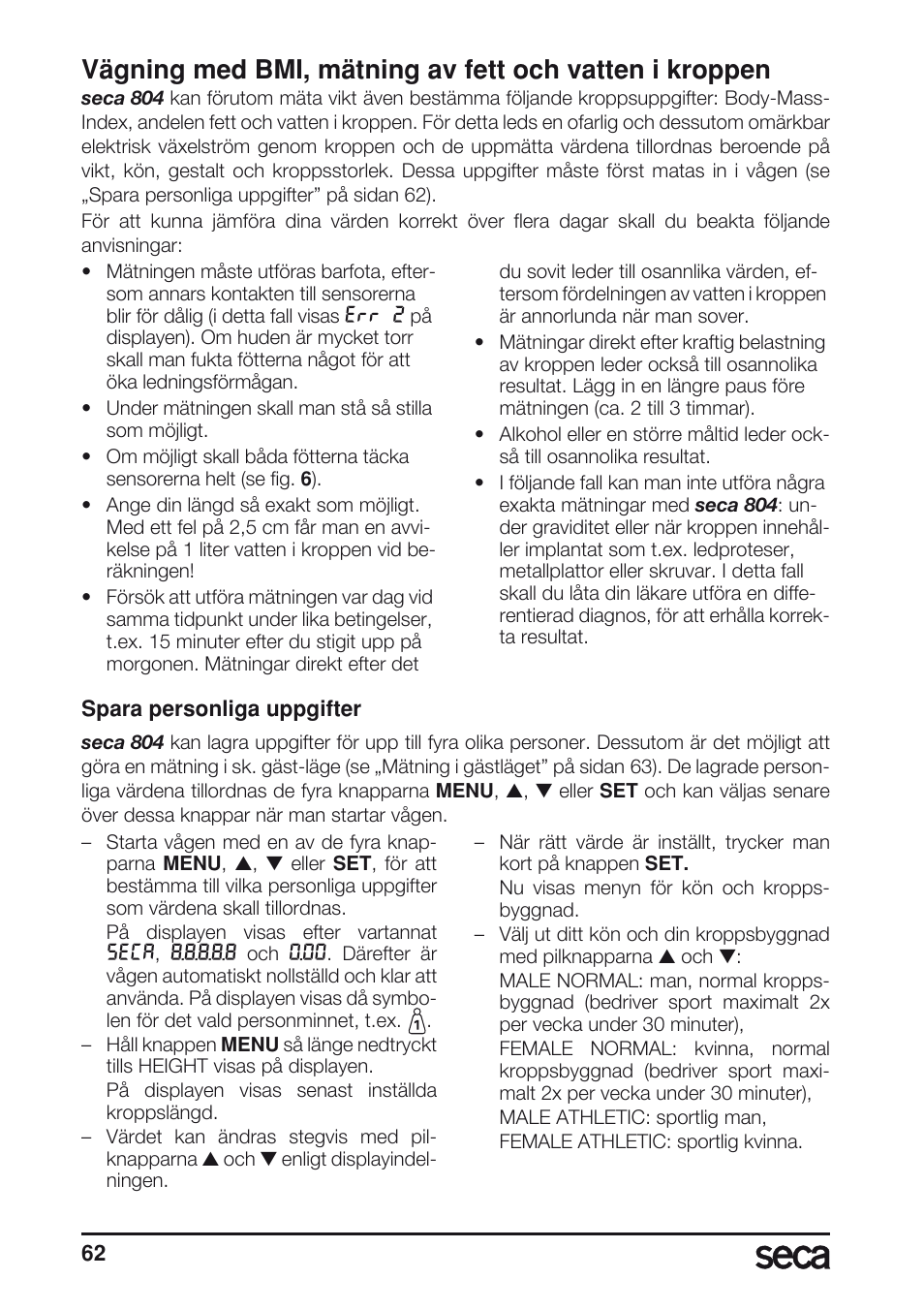 Seca 804 User Manual | Page 64 / 166