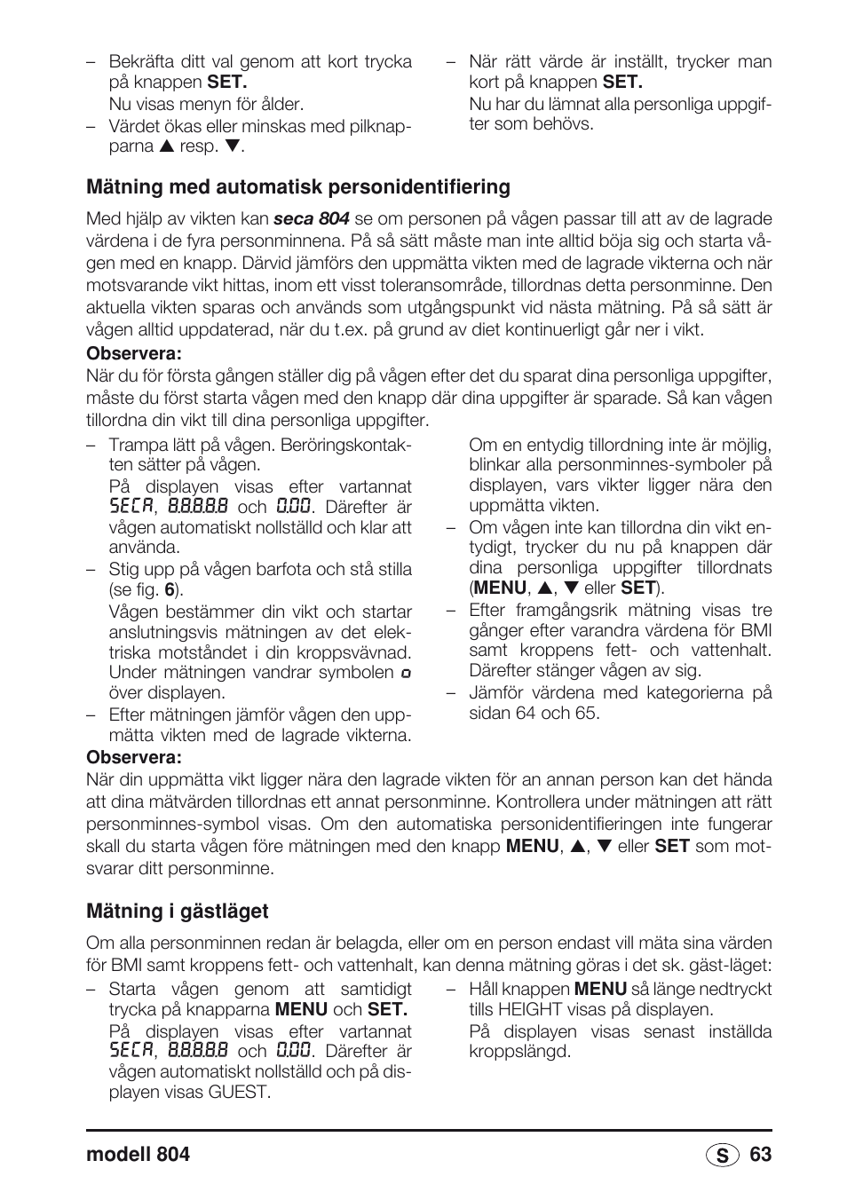 Seca 804 User Manual | Page 65 / 166