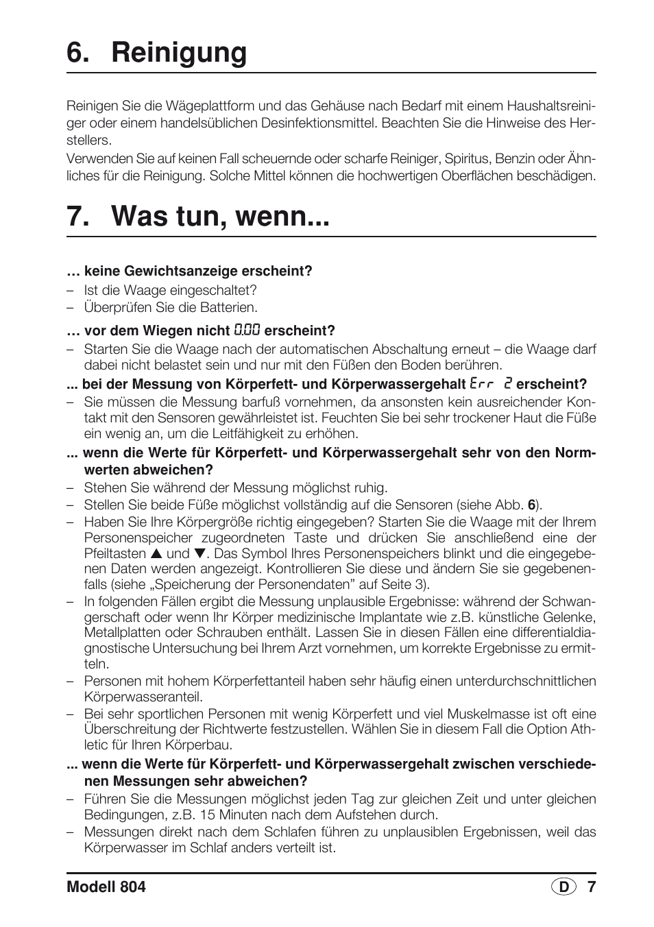 Reinigung, Was tun, wenn | Seca 804 User Manual | Page 9 / 166