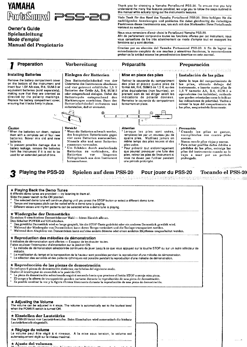Yamaha PSS-20 User Manual | 8 pages